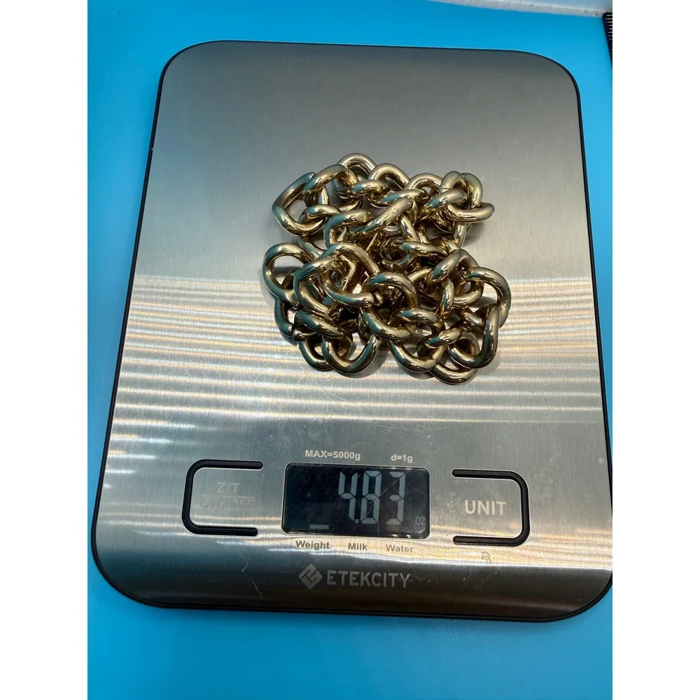 Chunky‎ Gold Tone Double Row Curb Chain Bracelet Statement Link Jewelry 8 Inch